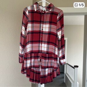 Grace & Lace Red and White Flannel Plaid Shirt